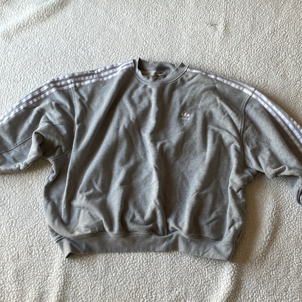 Adidas grey 3 stripes oversized sweatshirt